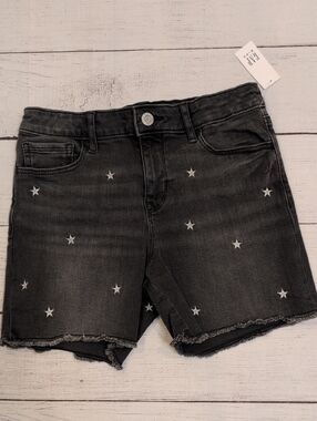 GAP Black Denim Shorts with White Star Embroidery - Women's